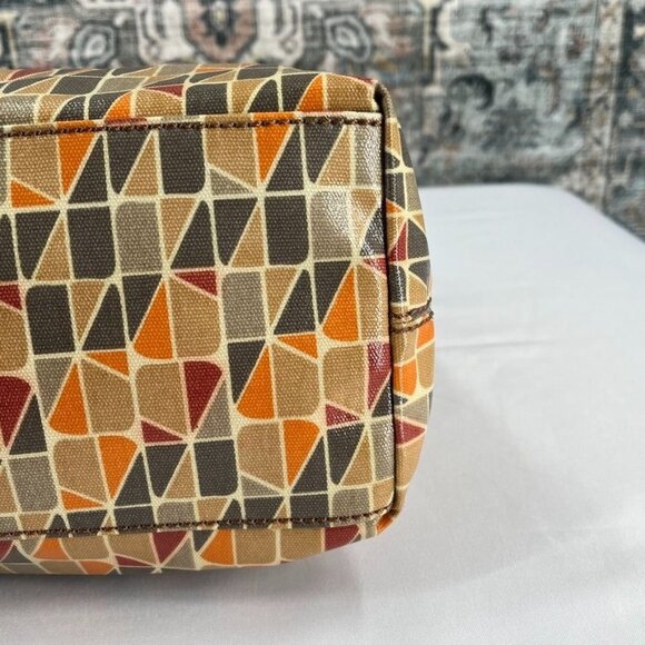 Fossil Key-Per Coated Floral Shoulder Bag Large Leather Trim Color Block - Picture 8 of 16